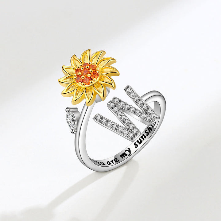 Anello regolabile con iniziale a forma di girasole rotante Anxiery - W - image 23