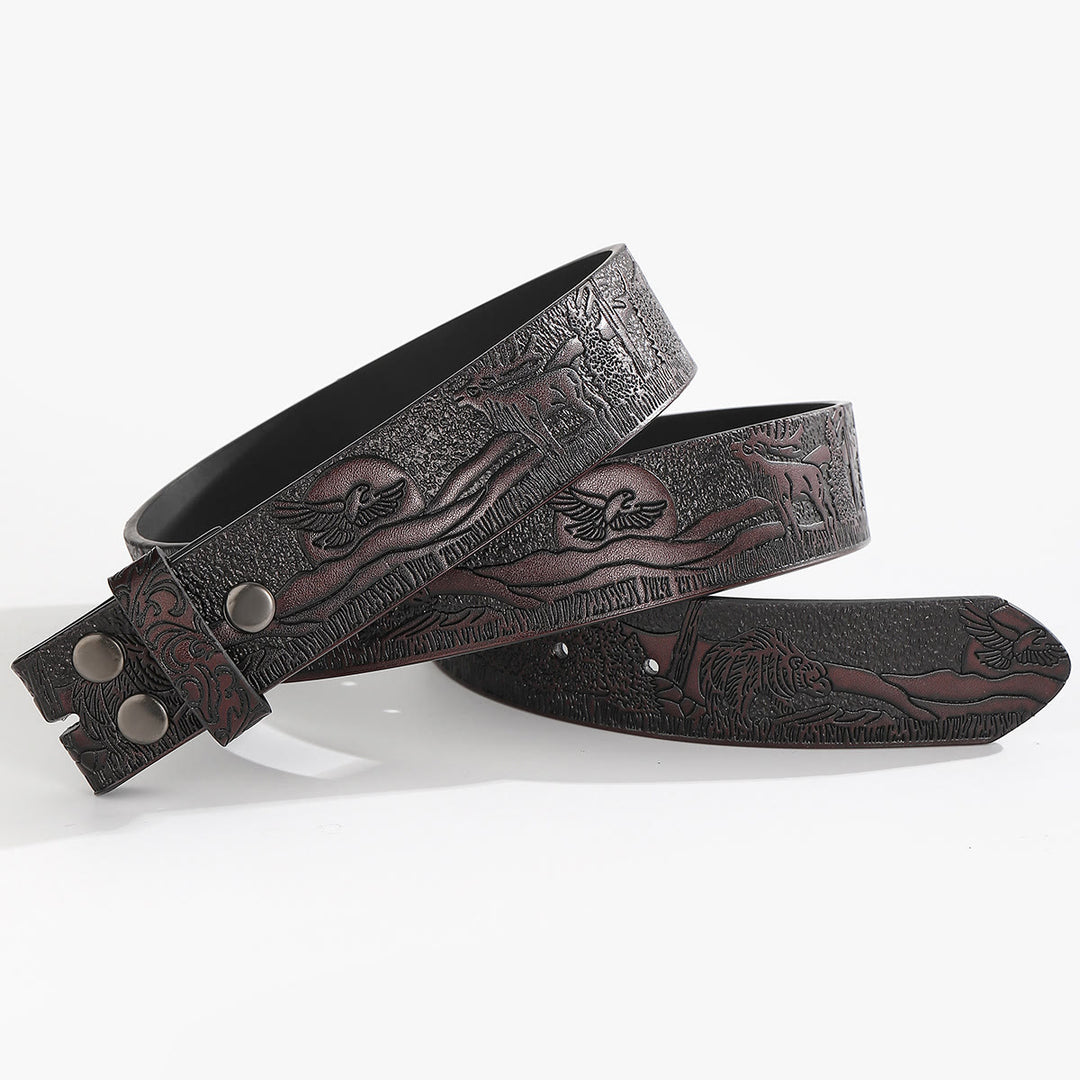 Cintura in pelle fai da te con scena di fauna selvatica occidentale senza fibbia - Per fibbia ad ardiglione - Caffè - 44 - image 7