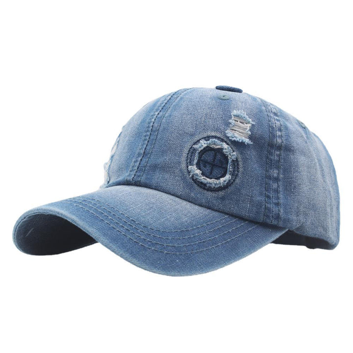 Cappellino da baseball retrò in denim strappato - Blu medio - Regolabile (22''-24") - image 0