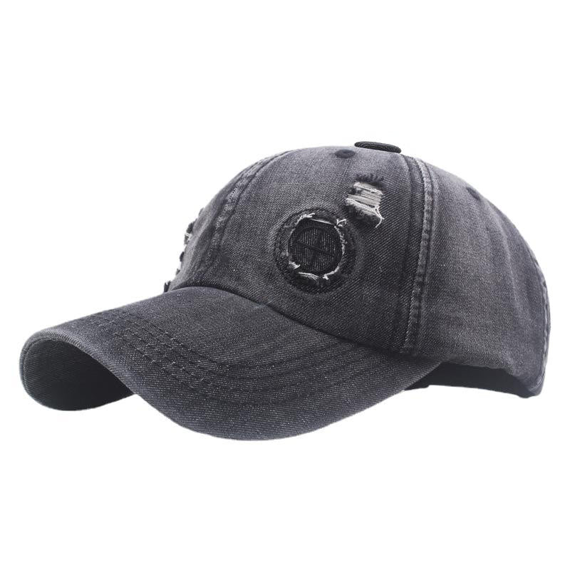 Cappellino da baseball retrò in denim strappato - Nero - Regolabile (22''-24") - image 1