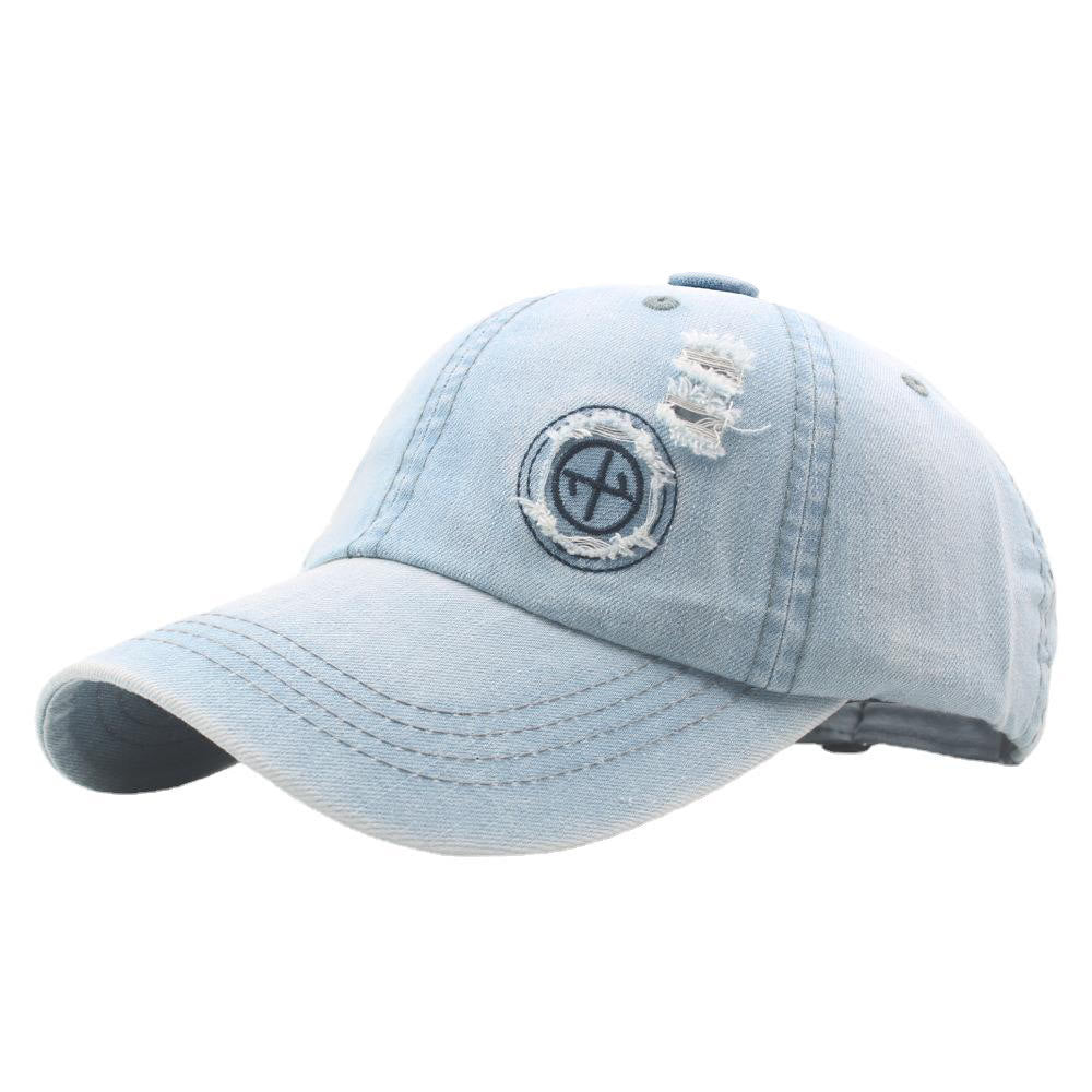 Cappellino da baseball retrò in denim strappato - Azzurro chiaro - Regolabile (22''-24") - image 5