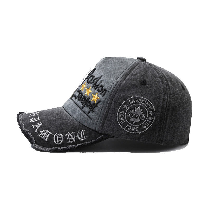 Cappellino da baseball multicolore con stella grafica ricamata in denim consumato - image 2