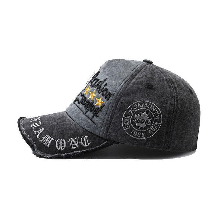 Cappellino da baseball multicolore con stella grafica ricamata in denim consumato - image 2