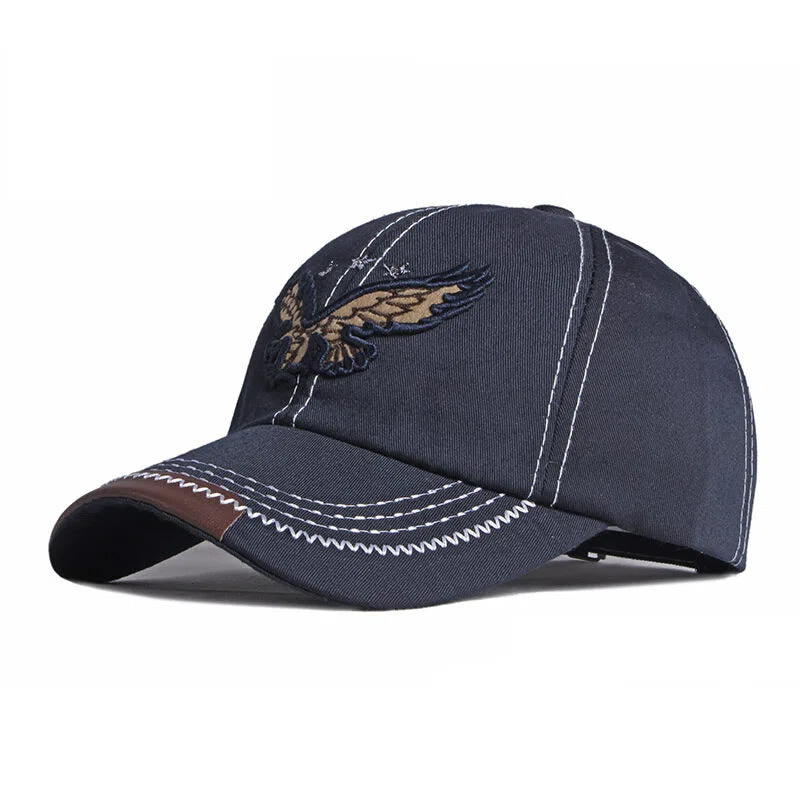 Cappellino da baseball con cuciture a contrasto e rifiniture in pelle con ricamo aquila - Blu navy - Regolabile (21 5/8''-23 5/8") - image 3