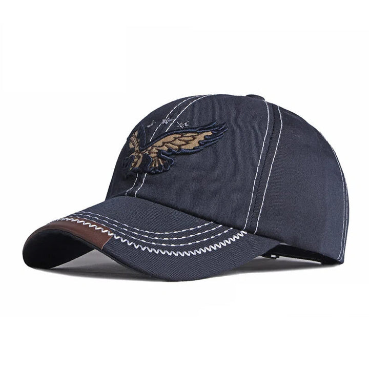 Cappellino da baseball con cuciture a contrasto e rifiniture in pelle con ricamo aquila - Blu navy - Regolabile (21 5/8''-23 5/8") - image 3
