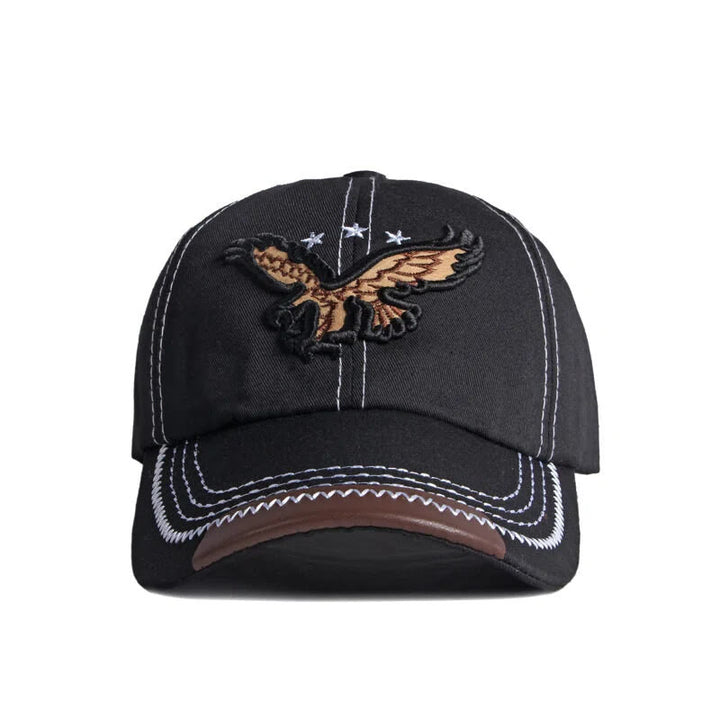 Cappellino da baseball con cuciture a contrasto e rifiniture in pelle con ricamo aquila - image 1
