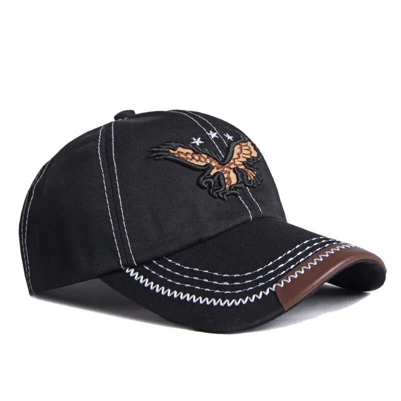 Cappellino da baseball con cuciture a contrasto e rifiniture in pelle con ricamo aquila - image 2