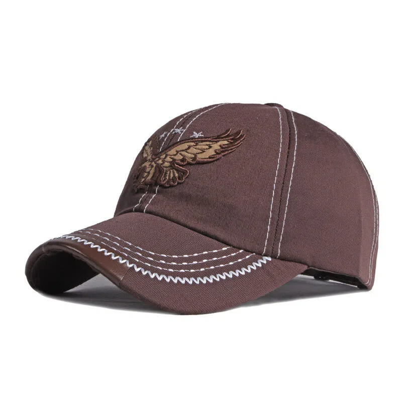 Cappellino da baseball con cuciture a contrasto e rifiniture in pelle con ricamo aquila - Caffè - Regolabile (21 5/8''-23 5/8") - image 4