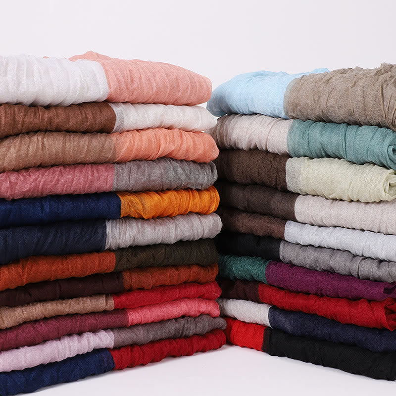 Sciarpa stropicciata bicolore sfumata color-block per quattro stagioni - image 0