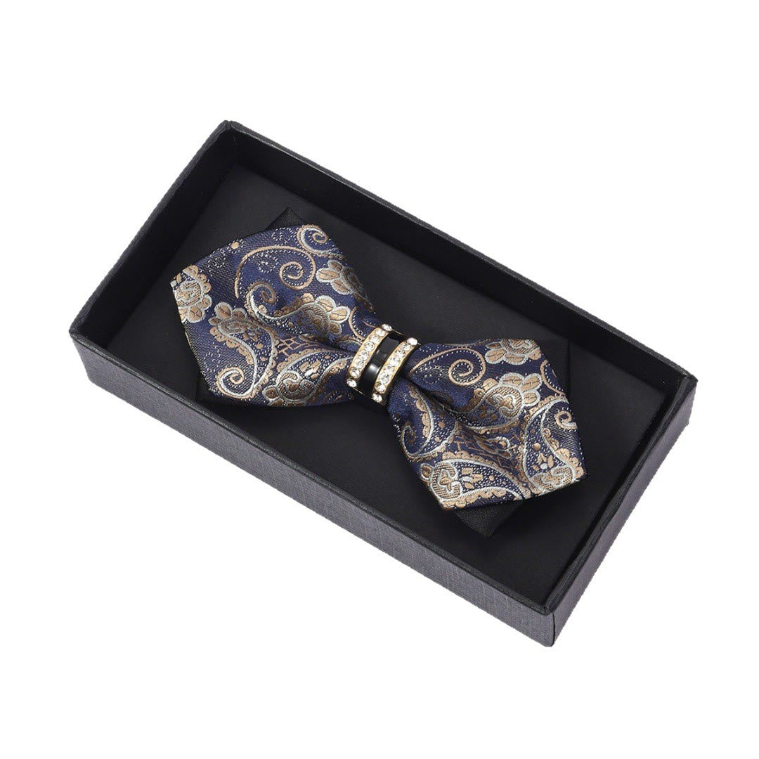 Papillon da uomo in tessuto Paisley blu navy e oro - image 1