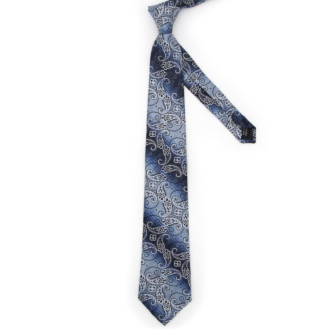 Set di 3 cravatte da uomo con motivo Paisley sfumato blu - image 2