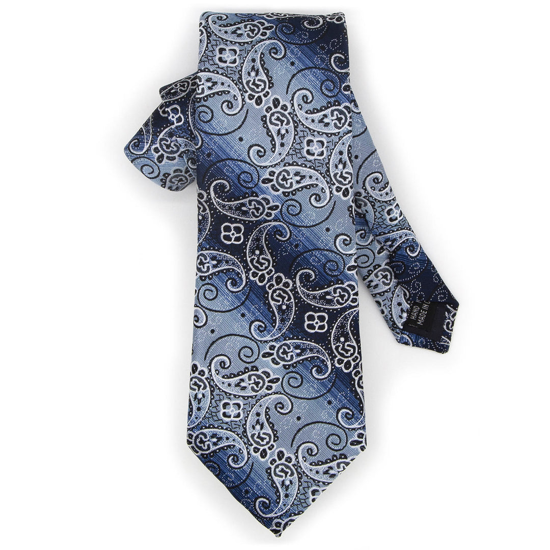 Set di 3 cravatte da uomo con motivo Paisley sfumato blu - image 3