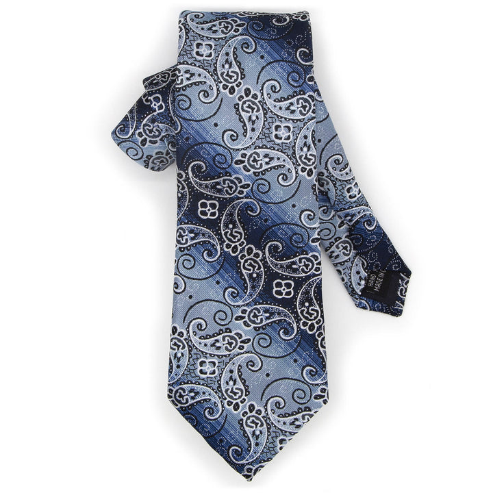 Set di 3 cravatte da uomo con motivo Paisley sfumato blu - image 3