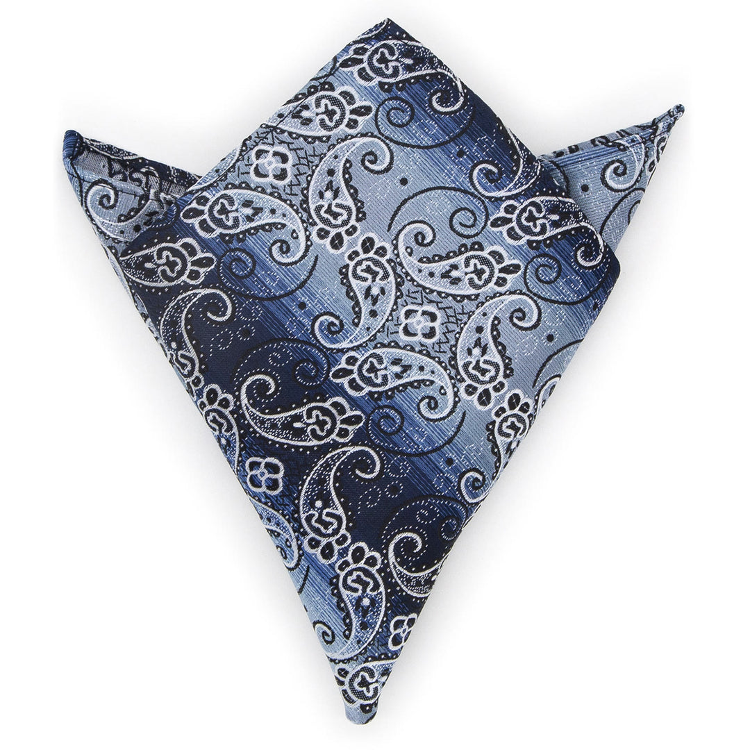Set di 3 cravatte da uomo con motivo Paisley sfumato blu - image 5