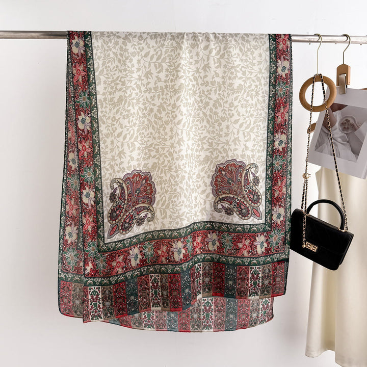 Sciarpa leggera e fluida con motivo retrò da donna - image 1