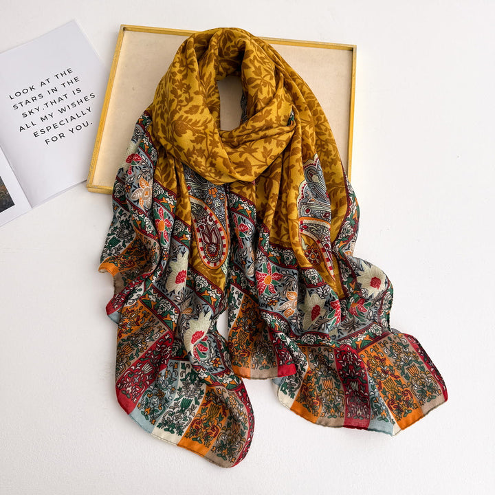 Sciarpa leggera e fluida con motivo retrò da donna - Giallo - image 4