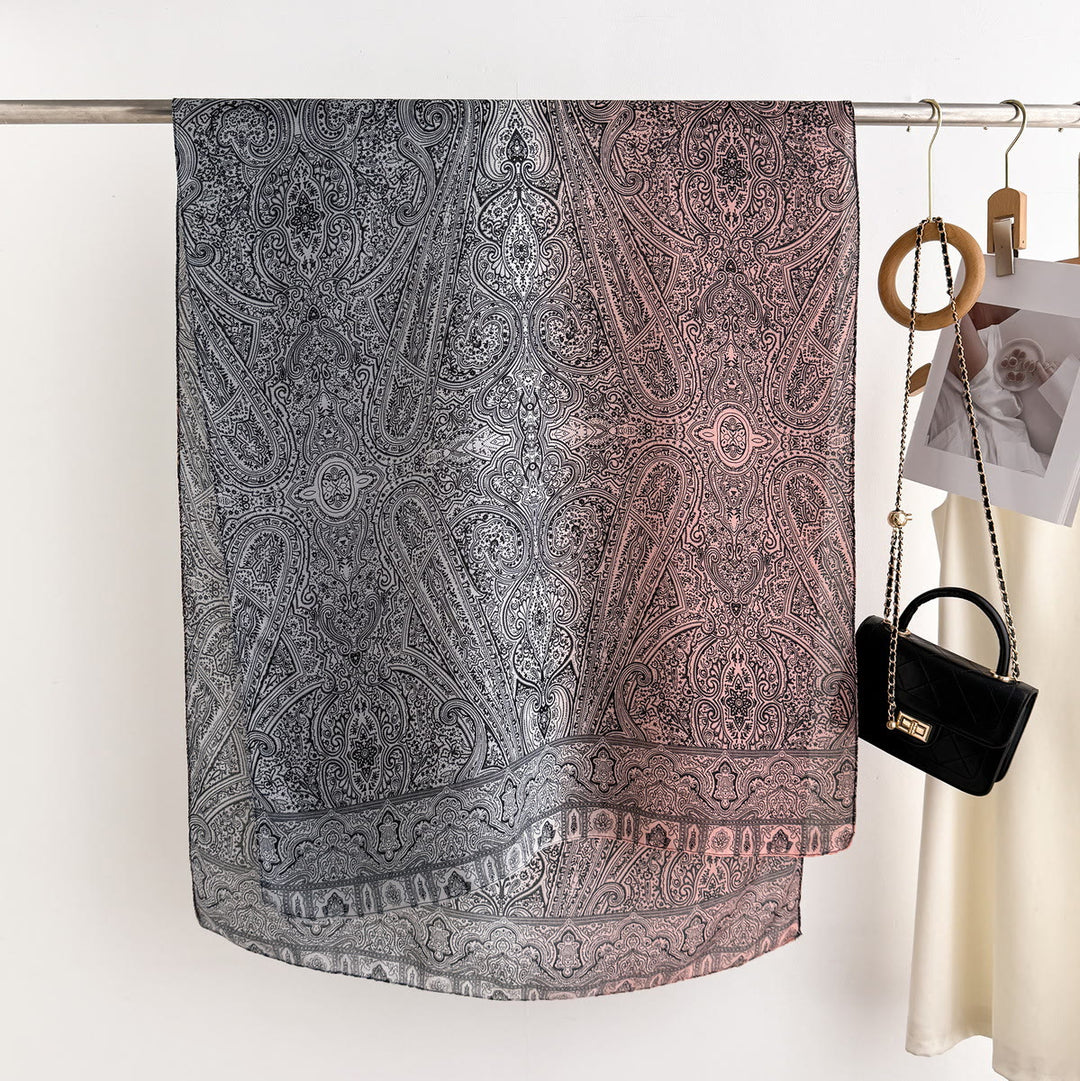 Sciarpa leggera e trasparente con stampa Paisley vintage da donna - image 5