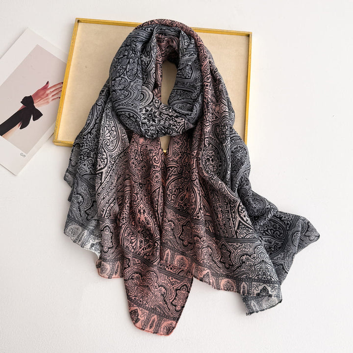 Sciarpa leggera e trasparente con stampa Paisley vintage da donna - Rosa - image 4