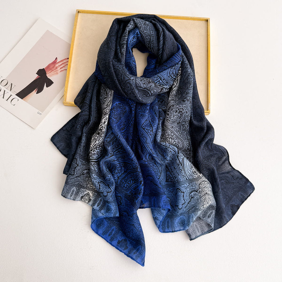 Sciarpa leggera e trasparente con stampa Paisley vintage da donna - Blu - image 2