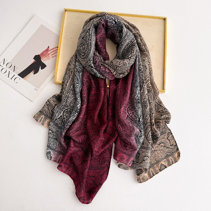 Sciarpa leggera e trasparente con stampa Paisley vintage da donna - Rosso - image 0