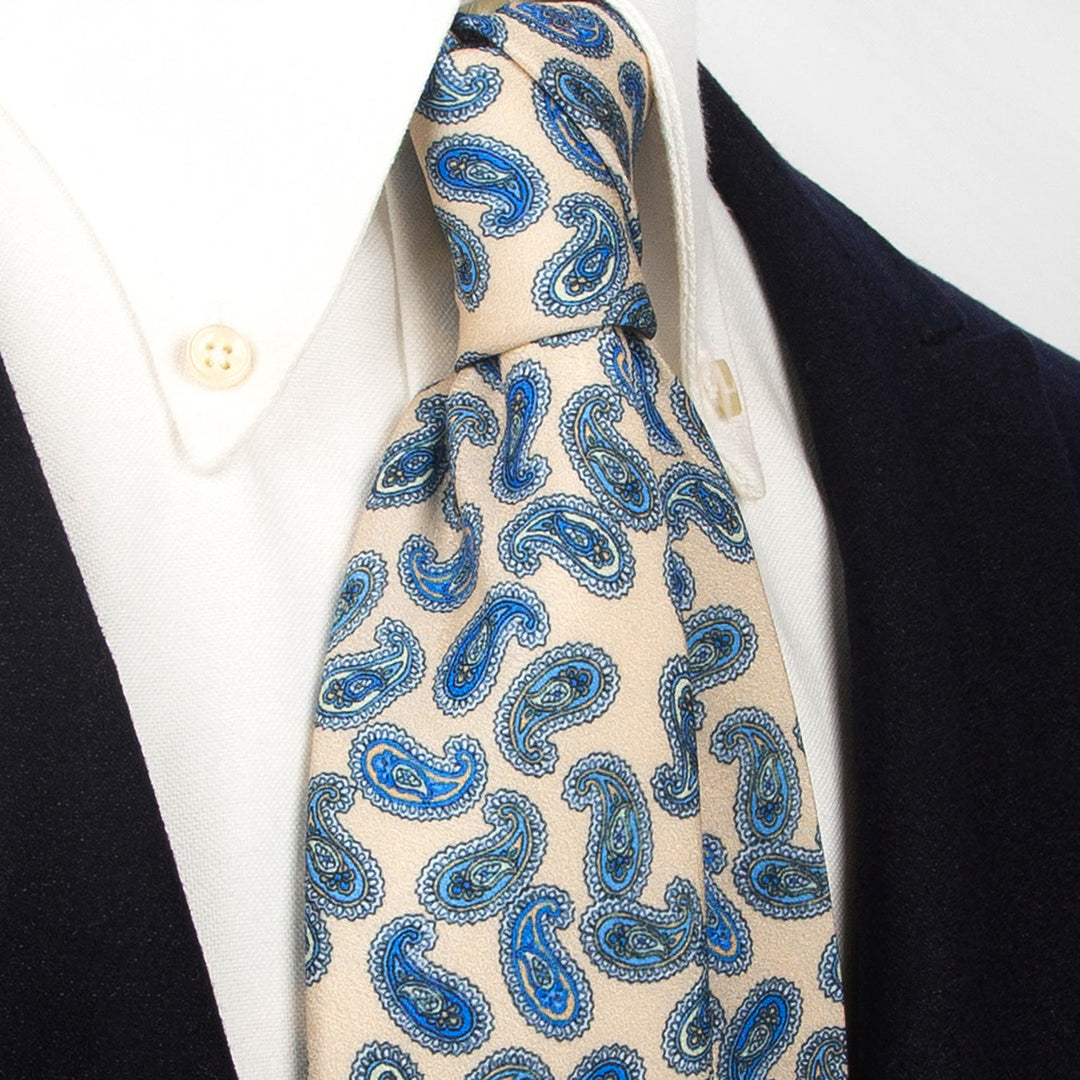 Cravatta larga da uomo con stampa floreale retrò in stile senza tempo - Cachi - image 27