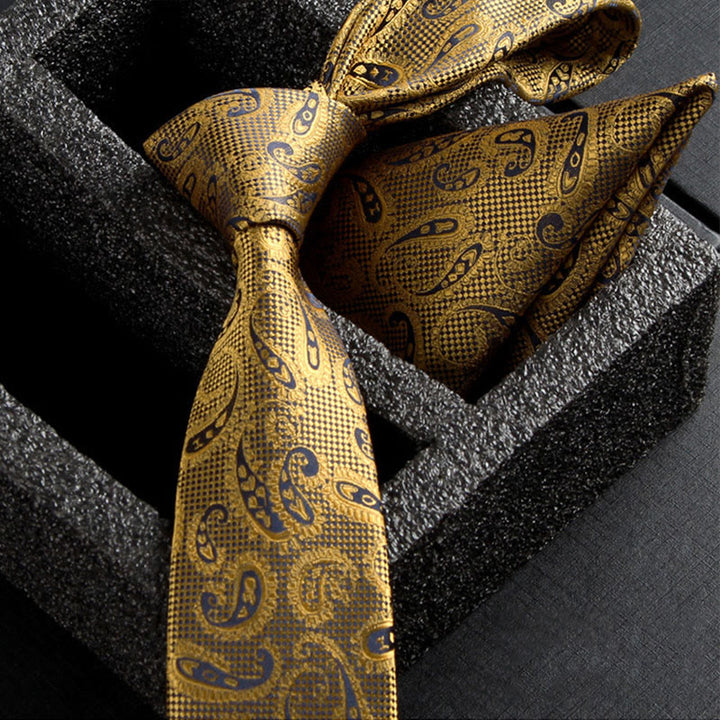 Set da 2 pezzi da uomo con cravatta e fazzoletto da taschino in tessuto Paisley decorato - Stile n. 2 - image 4