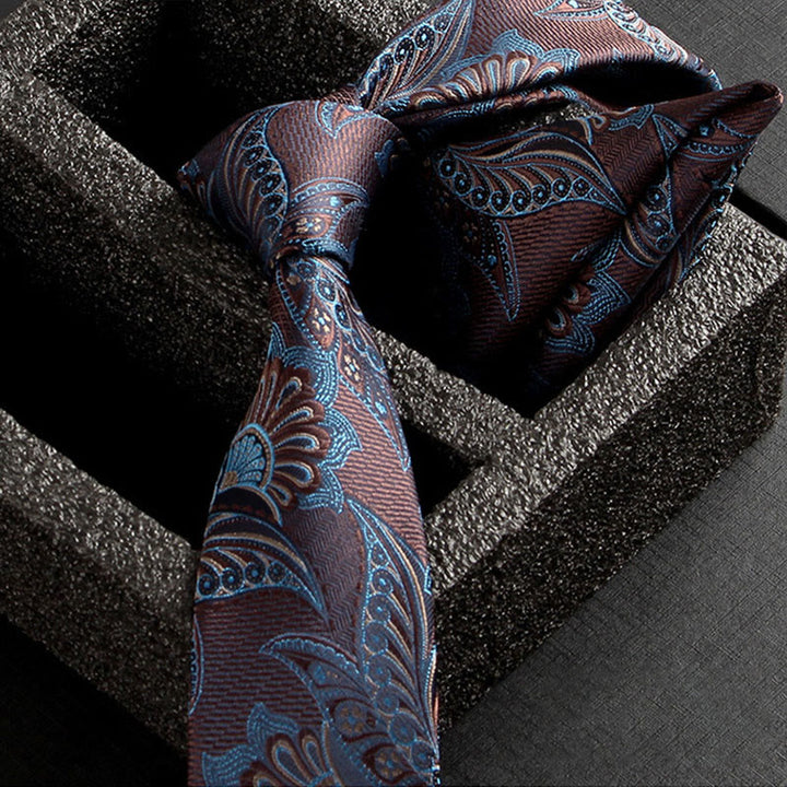 Set da 2 pezzi da uomo con cravatta e fazzoletto da taschino in tessuto Paisley decorato - Stile n. 4 - image 6