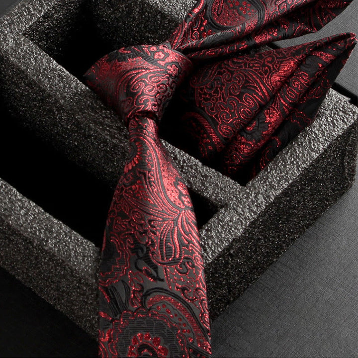 Set da 2 pezzi da uomo con cravatta e fazzoletto da taschino in tessuto Paisley decorato - Stile n. 8 - image 10