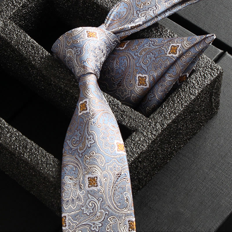 Set da 2 pezzi da uomo con cravatta e fazzoletto da taschino in tessuto Paisley decorato - Stile n. 9 - image 11