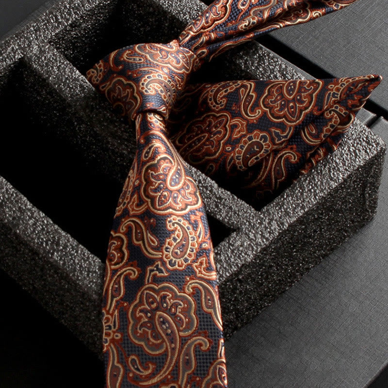 Set da 2 pezzi da uomo con cravatta e fazzoletto da taschino in tessuto Paisley decorato - Stile n. 12 - image 14