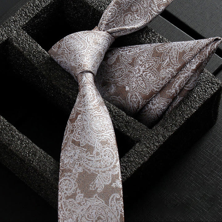 Set da 2 pezzi da uomo con cravatta e fazzoletto da taschino in tessuto Paisley decorato - Stile n. 11 - image 13