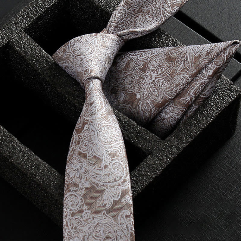 Set da 2 pezzi da uomo con cravatta e fazzoletto da taschino in tessuto Paisley decorato - Stile n. 11 - image 13