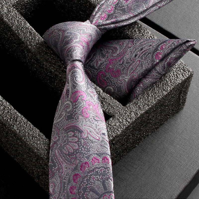 Set da 2 pezzi da uomo con cravatta e fazzoletto da taschino in tessuto Paisley decorato - Stile n. 18 - image 20