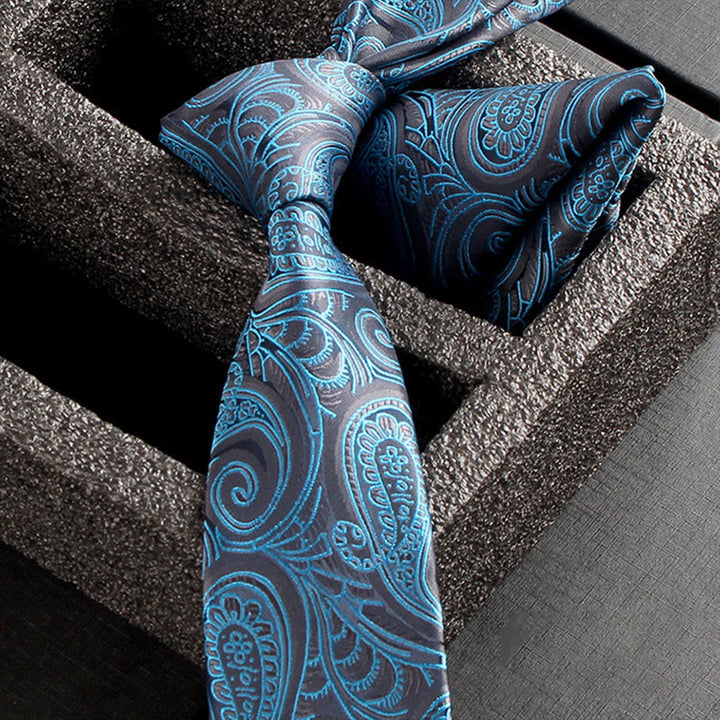 Set da 2 pezzi da uomo con cravatta e fazzoletto da taschino in tessuto Paisley decorato - Stile n. 21 - image 23