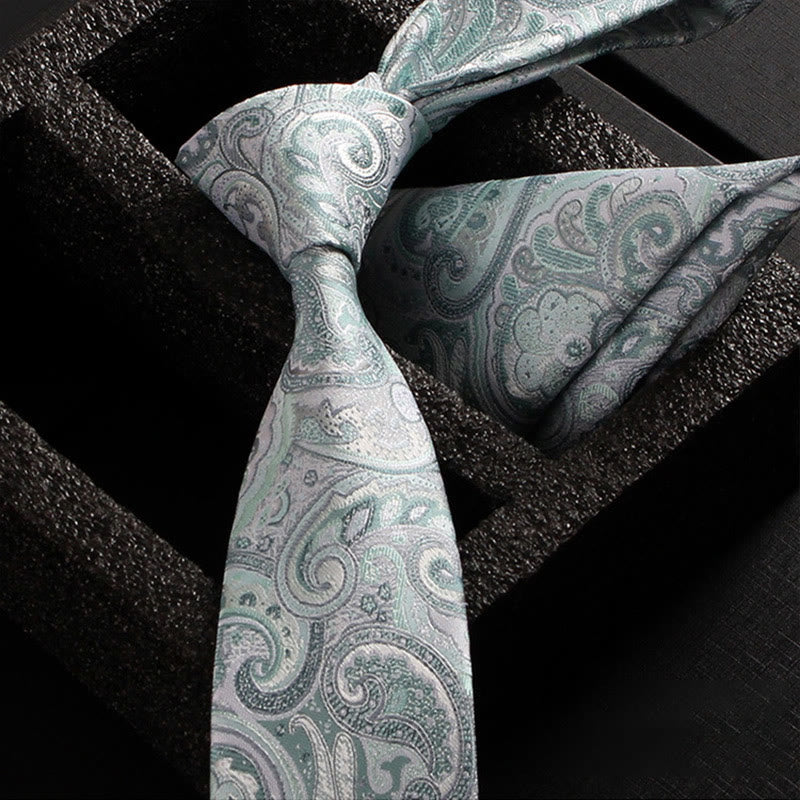 Set da 2 pezzi da uomo con cravatta e fazzoletto da taschino in tessuto Paisley decorato - Stile n. 15 - image 17