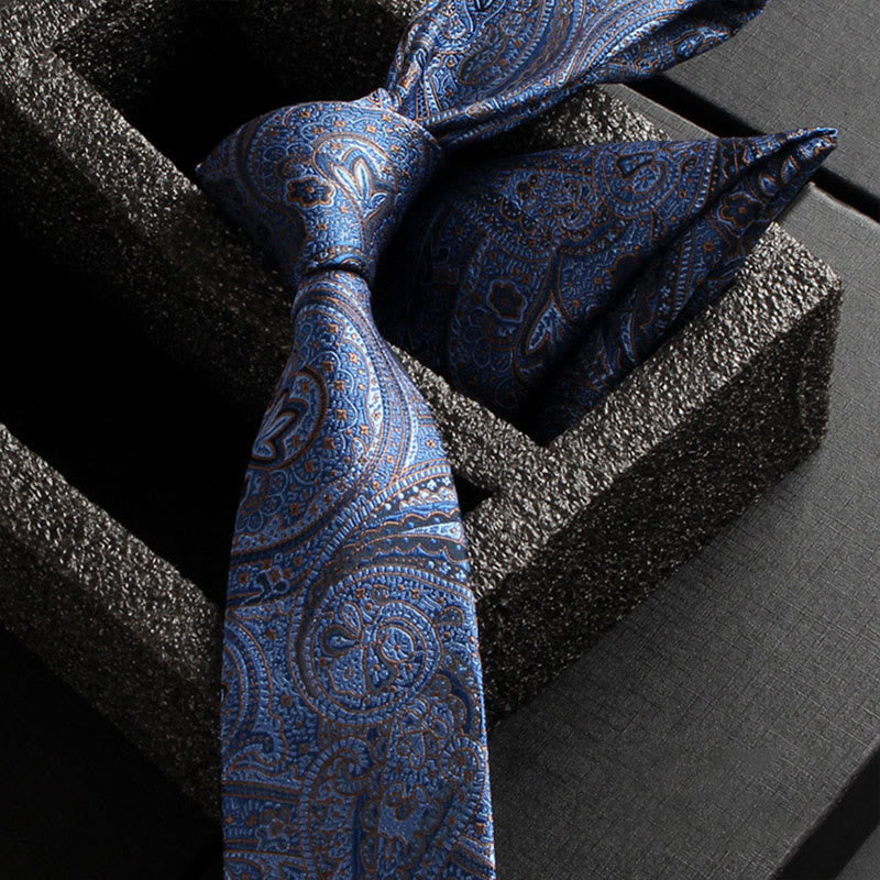 Set da 2 pezzi da uomo con cravatta e fazzoletto da taschino in tessuto Paisley decorato - Stile n. 16 - image 18