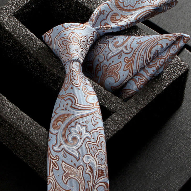 Set da 2 pezzi da uomo con cravatta e fazzoletto da taschino in tessuto Paisley decorato - Stile n. 17 - image 19