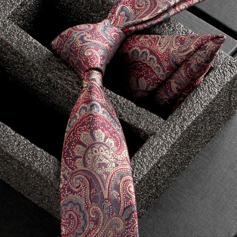 Set da 2 pezzi da uomo con cravatta e fazzoletto da taschino in tessuto Paisley decorato - Stile n. 20 - image 22