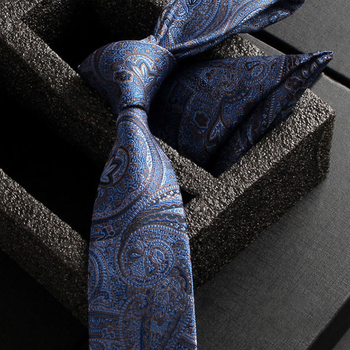Set da 2 pezzi da uomo con cravatta e fazzoletto da taschino in tessuto Paisley decorato - Stile n. 16 - image 18