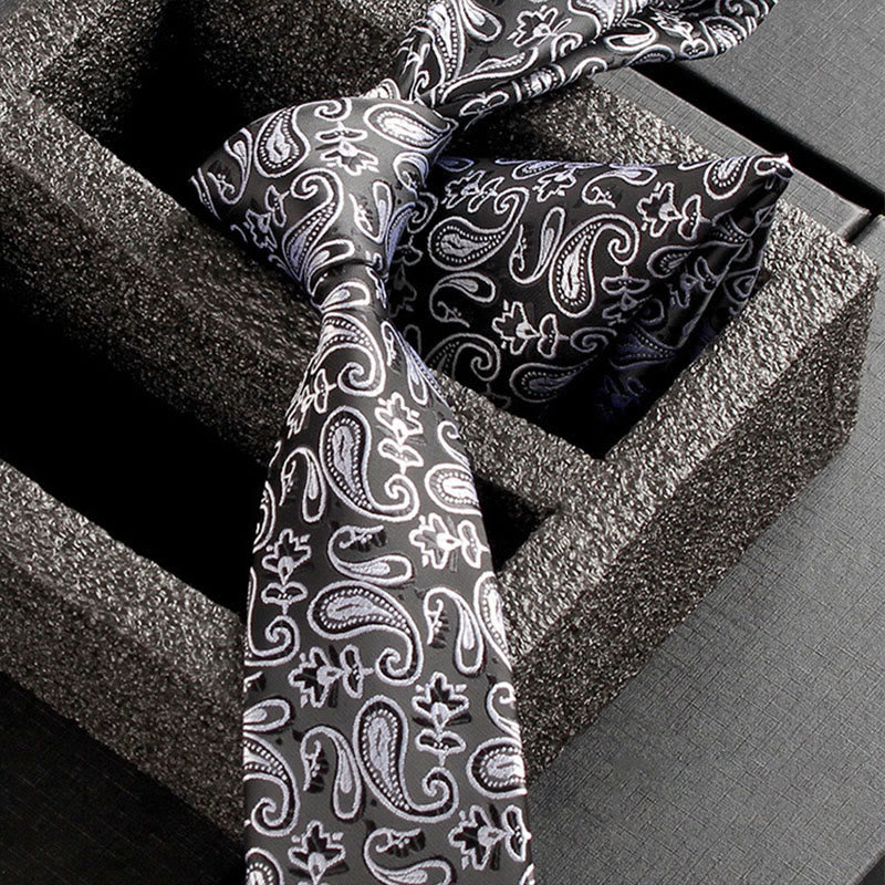 Set da 2 pezzi da uomo con cravatta e fazzoletto da taschino in tessuto Paisley decorato - Stile n. 22 - image 24