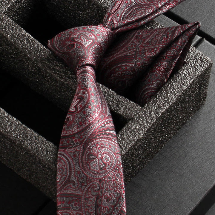 Set da 2 pezzi da uomo con cravatta e fazzoletto da taschino in tessuto Paisley decorato - Stile n. 24 - image 26