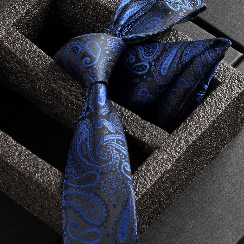 Set da 2 pezzi da uomo con cravatta e fazzoletto da taschino in tessuto Paisley decorato - Stile n. 26 - image 28