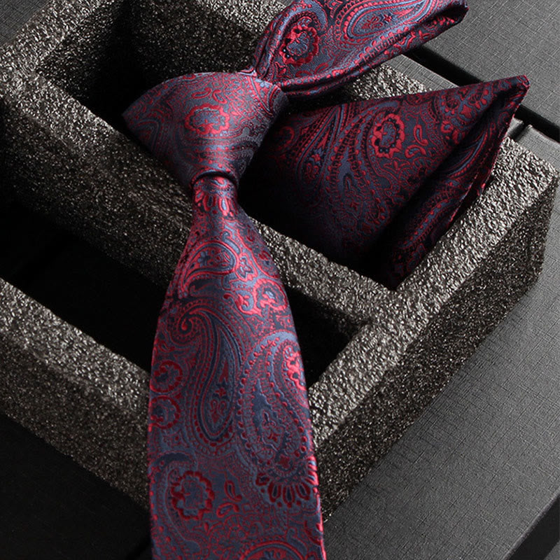 Set da 2 pezzi da uomo con cravatta e fazzoletto da taschino in tessuto Paisley decorato - Stile n. 25 - image 27