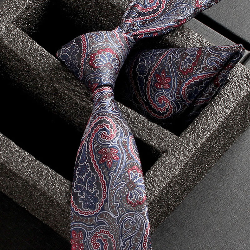 Set da 2 pezzi da uomo con cravatta e fazzoletto da taschino in tessuto Paisley decorato - Stile n. 23 - image 25