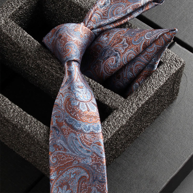 Set da 2 pezzi da uomo con cravatta e fazzoletto da taschino in tessuto Paisley decorato - Stile n. 27 - image 29
