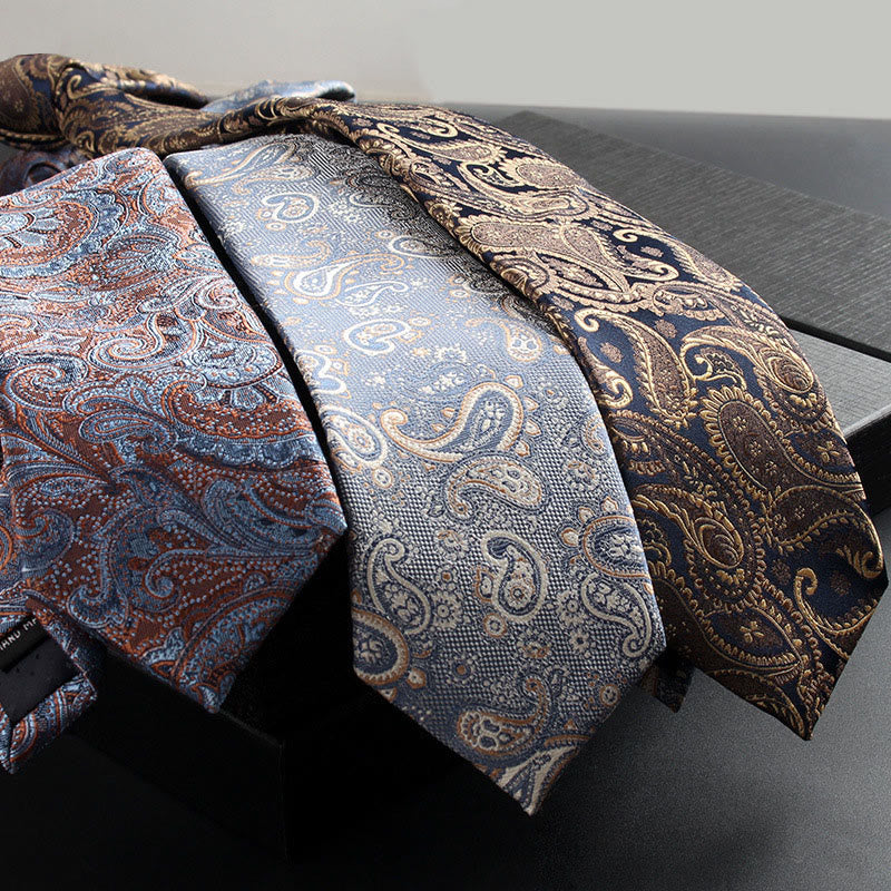 Set da 2 pezzi da uomo con cravatta e fazzoletto da taschino in tessuto Paisley decorato - image 2