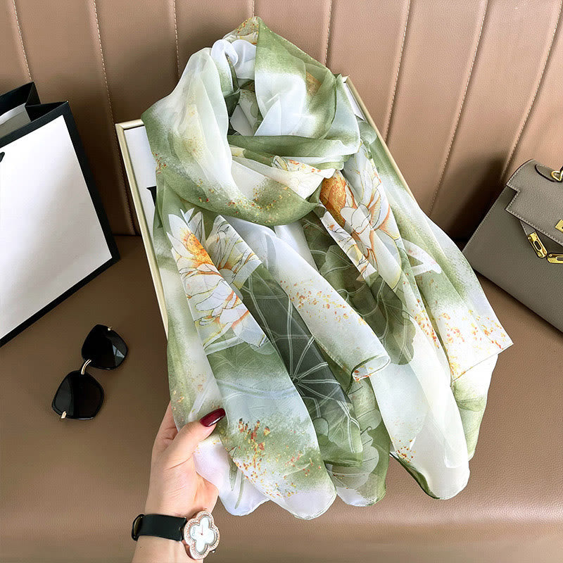 Sciarpa leggera e fluida per tutte le stagioni con stampa artistica floreale da donna - Stile n. 1 - image 0