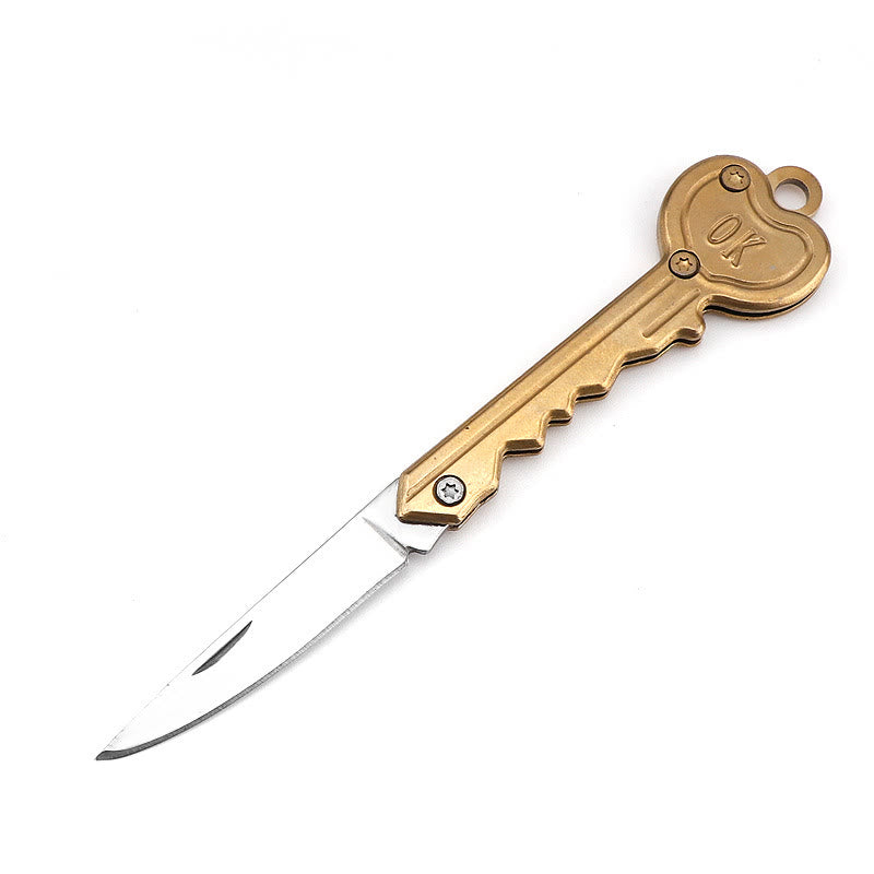 Coltello pieghevole colorato Love OK, strumento EDC per esterni - D'oro - image 3