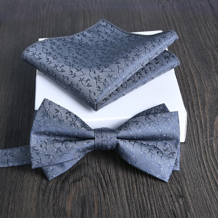 Set da 2 pezzi da uomo con papillon e fazzoletto da taschino in tessuto lucido con motivo floreale - Stile n. 8 - image 7