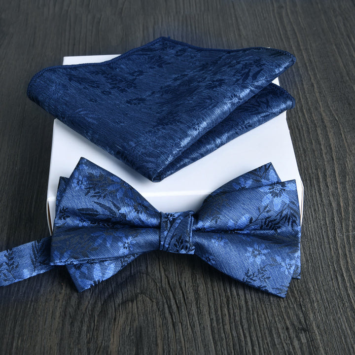 Set da 2 pezzi da uomo con papillon e fazzoletto da taschino in tessuto lucido con motivo floreale - Stile n. 20 - image 19